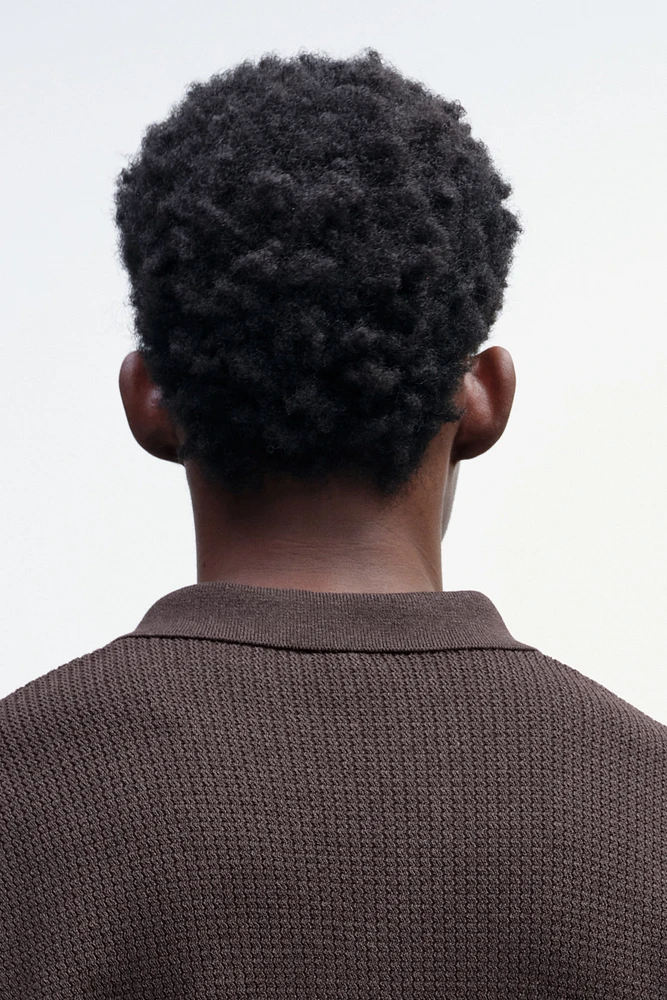 Regular-Fit Cable-Knit Polo Shirt
