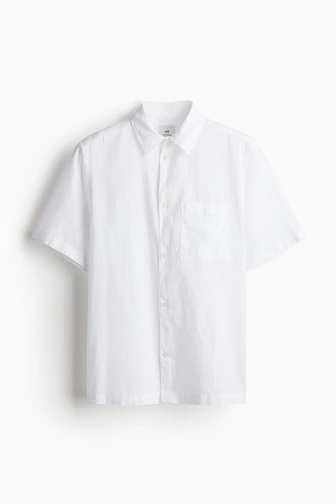 Regular Fit Short-sleeved Linen-Blend Shirt