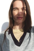 Fine-Knit V-Neck Sweater