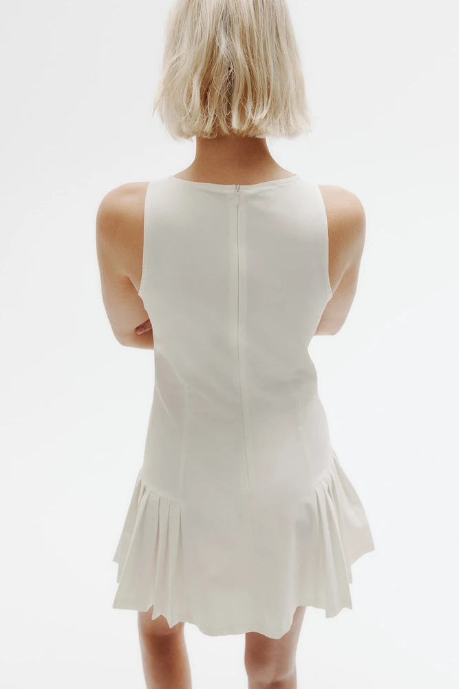 Pleat-Detail Twill Dress
