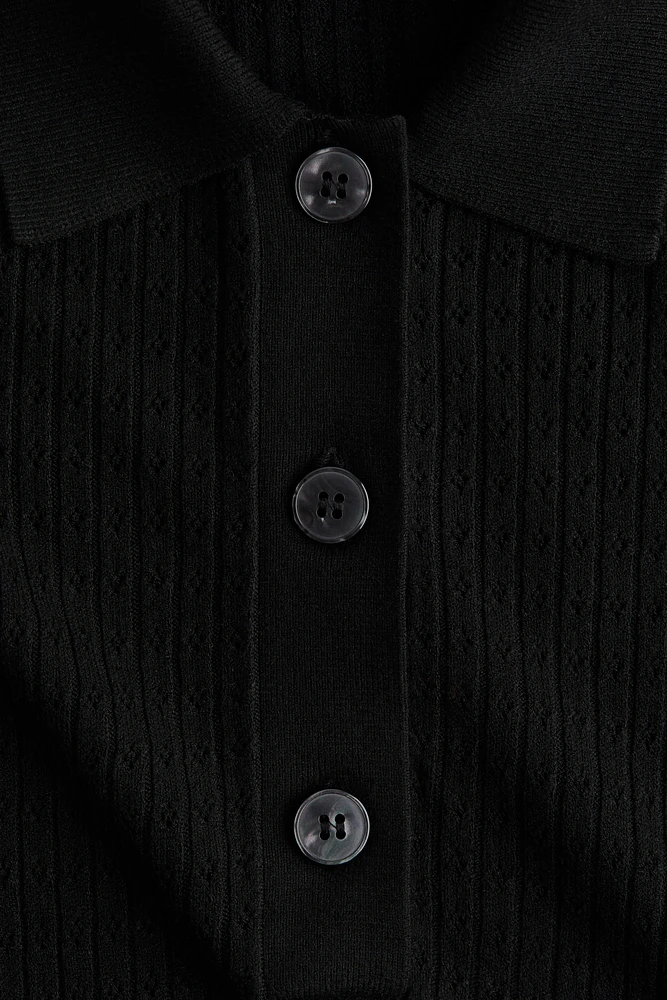 Pointelle-Knit Polo Shirt
