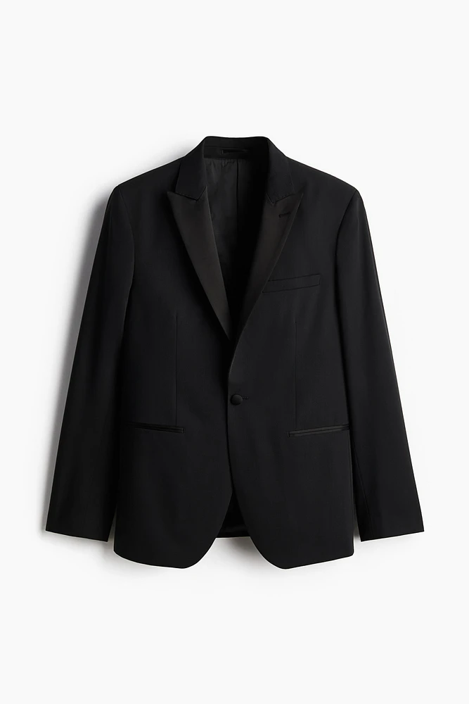 Veste de smoking près du corps en laine mélangée