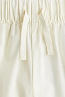 Cropped Pants with Eyelet Embroidery
