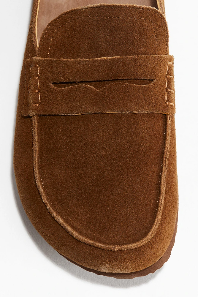 Mules mocassins en cuir
