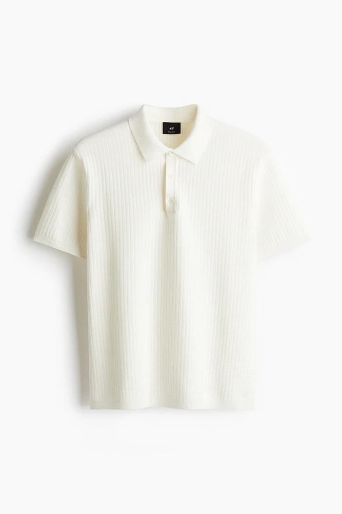 Regular Fit Textured-Knit Polo Shirt