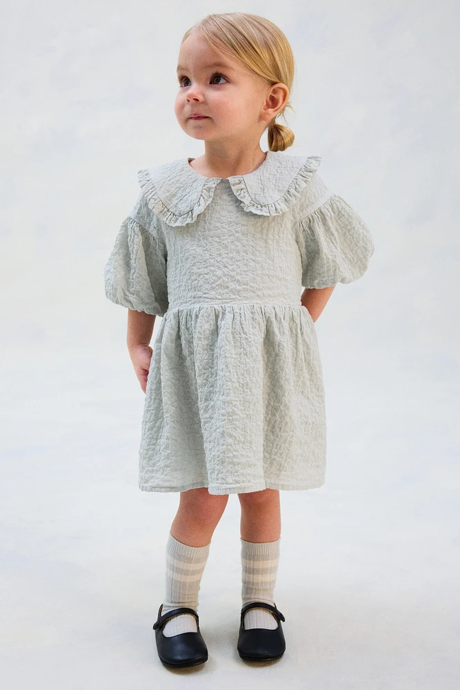 Puff-Sleeved Cotton Dress