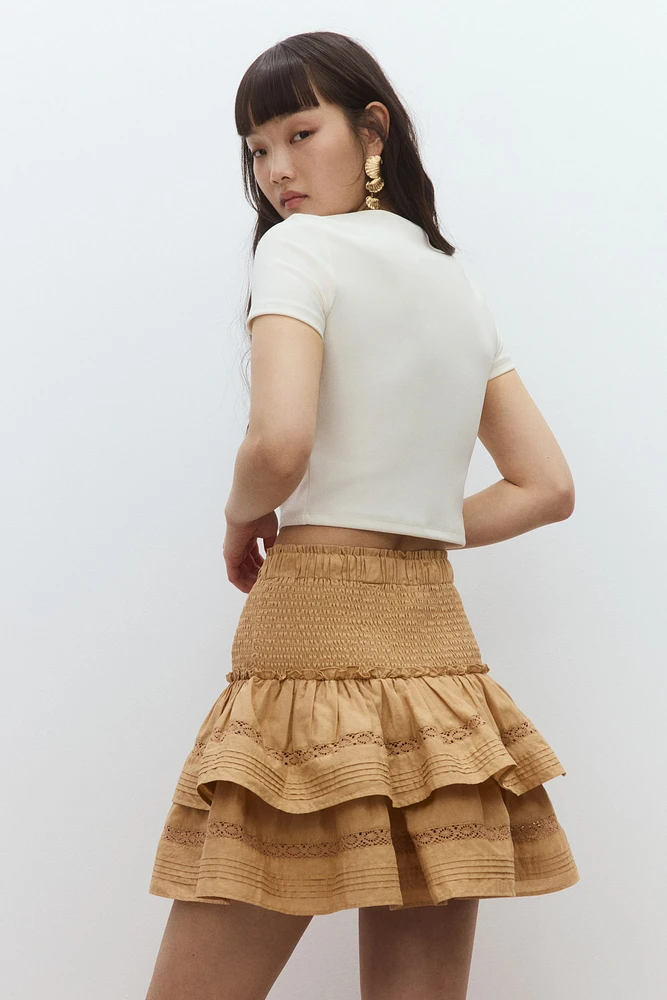 Lace-Inset Tiered Skirt