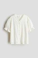 Lace-Trimmed Cotton Blouse