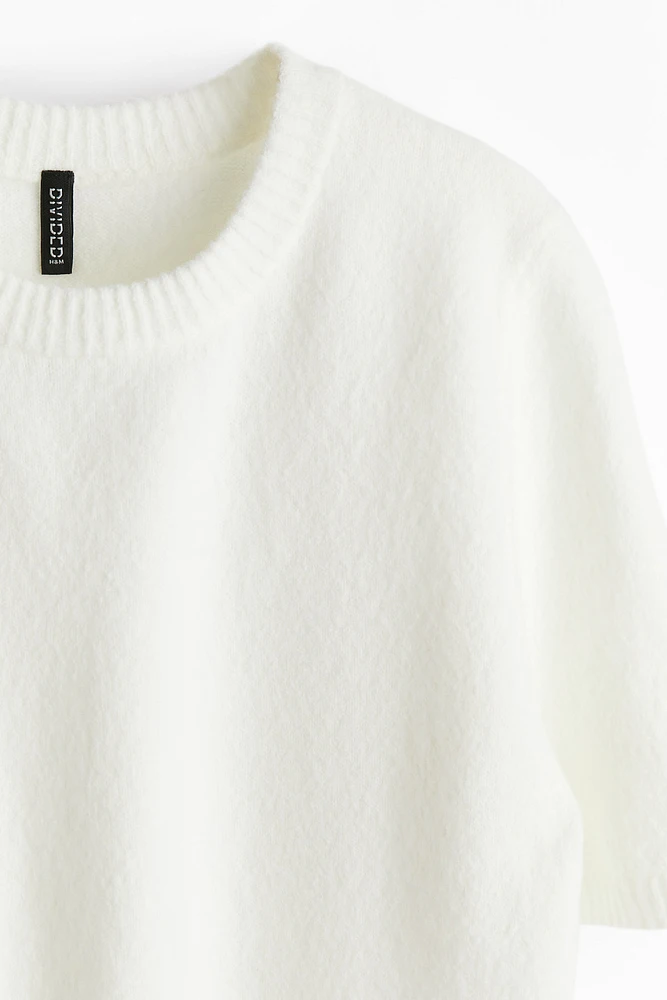 Short-Sleeved Fine-Knit Top