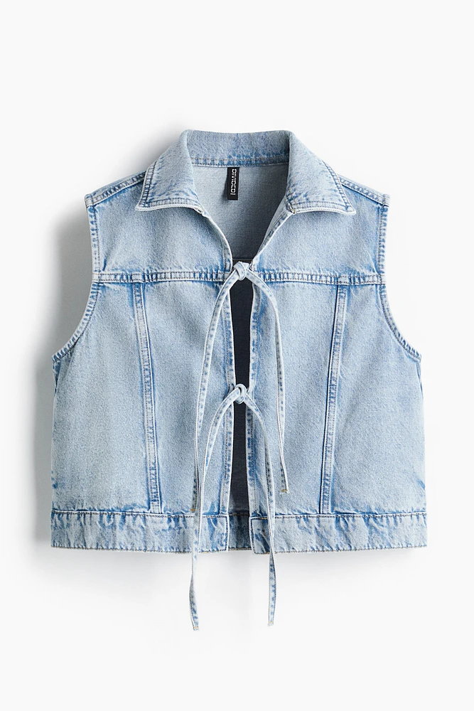 Tie-Front Denim Vest