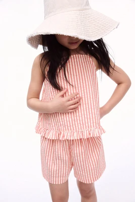 2-Piece Cotton Strappy Top and Shorts Set