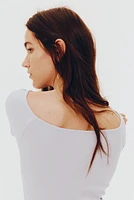 Ribbed Boat-Neck Top