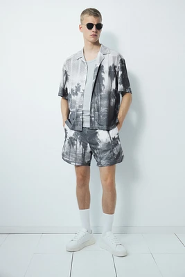 Regular-Fit Printed Mesh Shorts