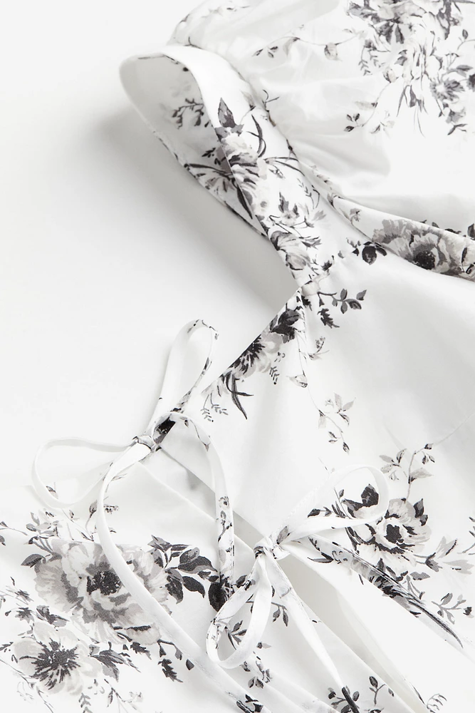 Puff-sleeved Poplin Dress
