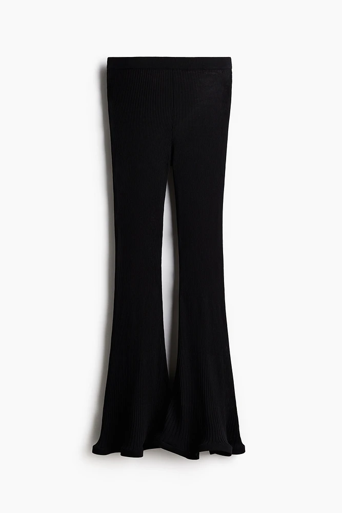 Silk-Blend Rib-Knit Pants