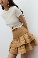 Lace-Inset Tiered Skirt