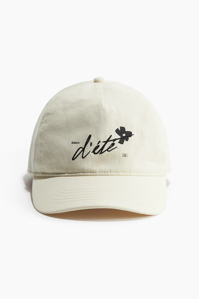 Cotton Cap with Embroidered Motif