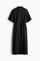 Linen-Blend Shirt Dress