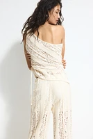 Lace-Detail One-Shoulder Top