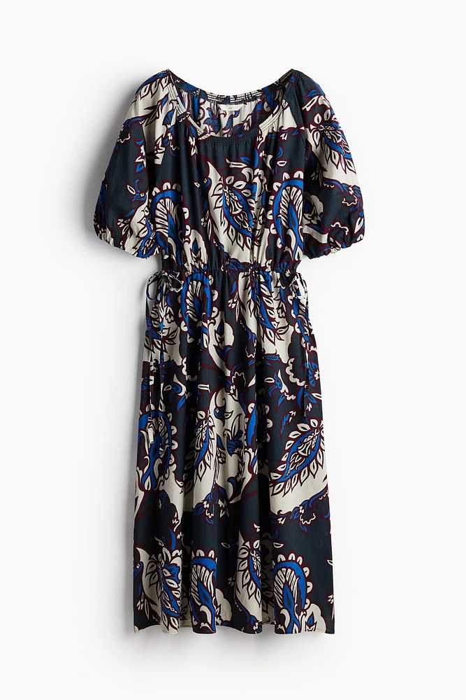 Drawstring-waist Cotton Dress