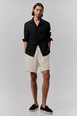 Short coupe décontractée en lin mélangé