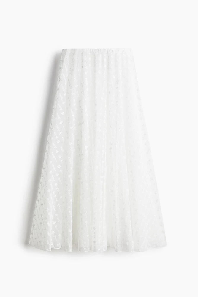 Embroidered Mesh Skirt