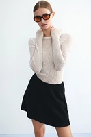 Rib-Knit A-Line Mini Skirt
