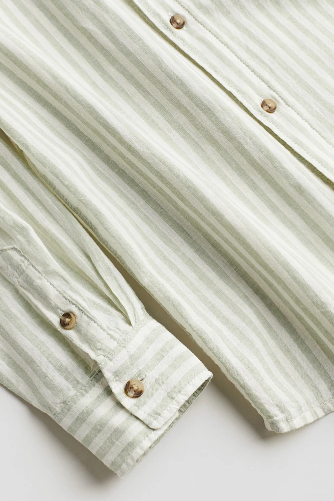 Chemise à manches longues en lin mélangé