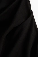 Draped Linen-Blend Dress