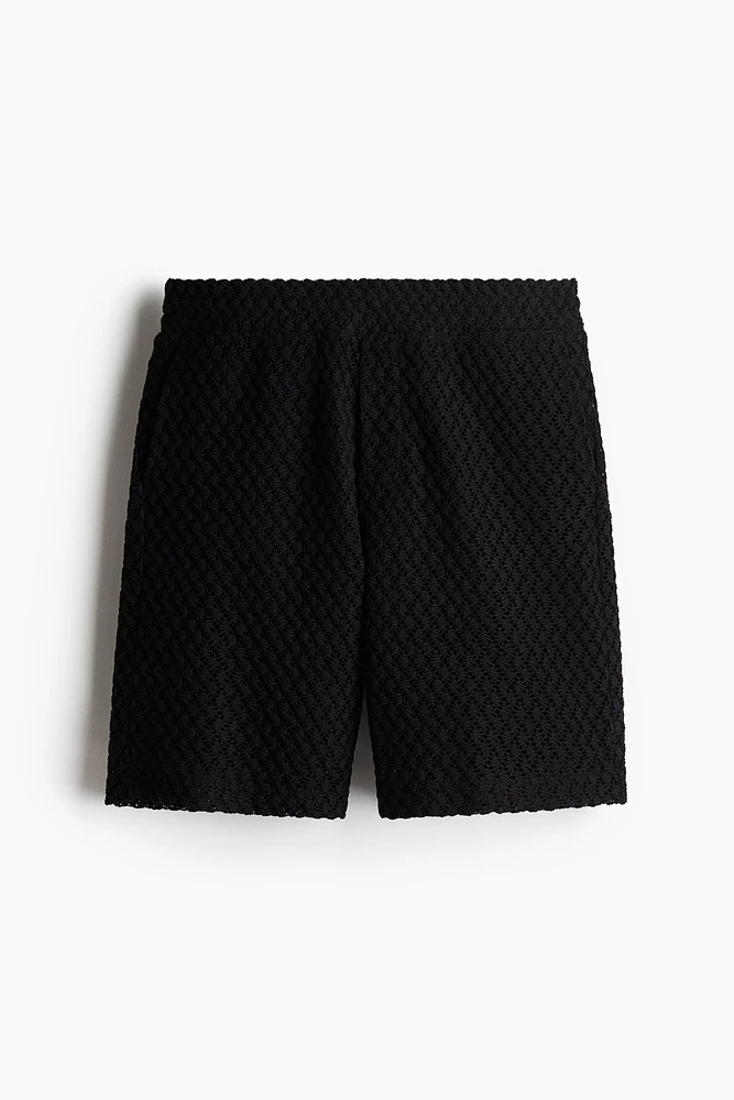 Relaxed-Fit Crochet-Look Shorts