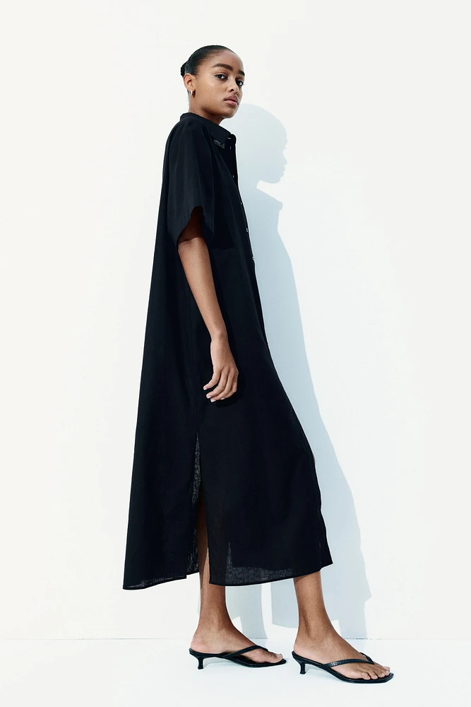 Linen-Blend Shirt Dress