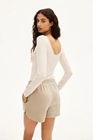 Scoop-Back Microfiber Top