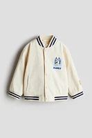 Twill Baseball Jacket with Printed Motif