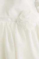 Tulle-Skirt Satin Dress