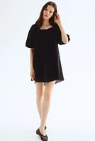 Balloon-Sleeved Tunic Dress