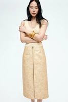 Coated Zip-Front Skirt