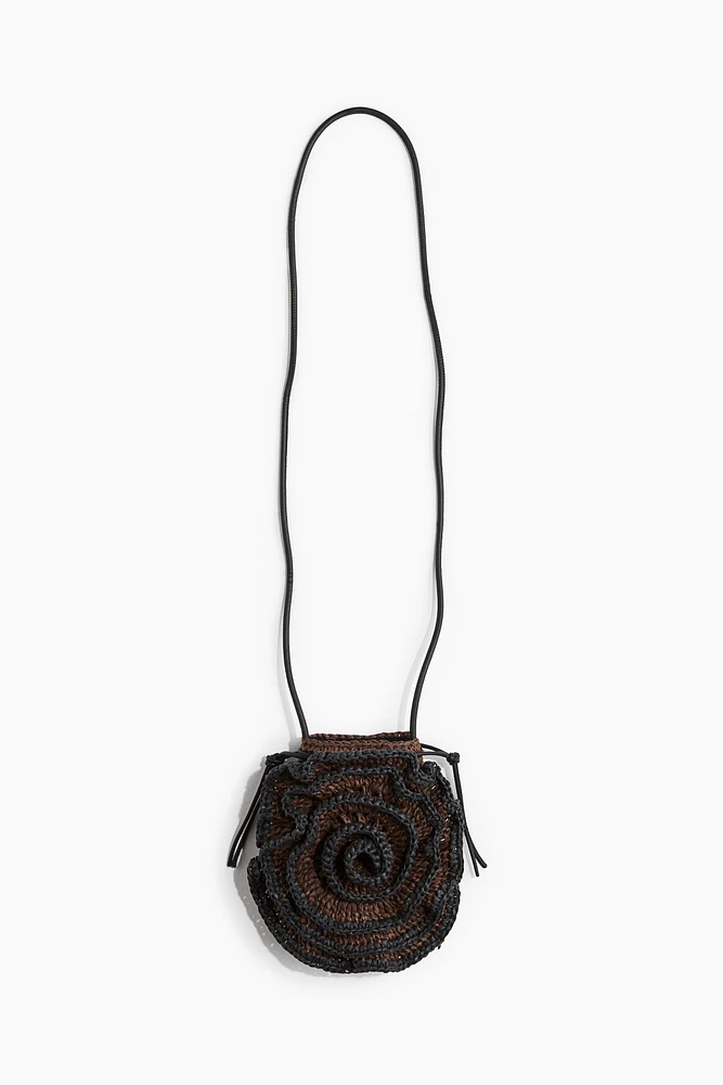 Appliquéd Straw Phone Bag