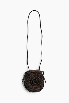 Appliquéd Straw Phone Bag
