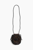 Appliquéd Straw Phone Bag
