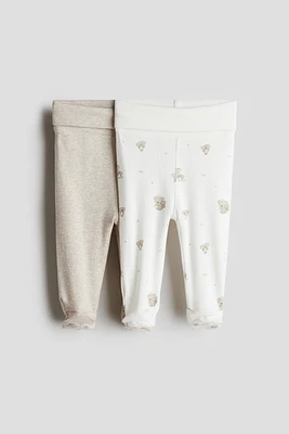 2-pack Cotton Leggings with Covered Feet