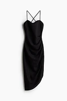 Draped Linen-Blend Dress