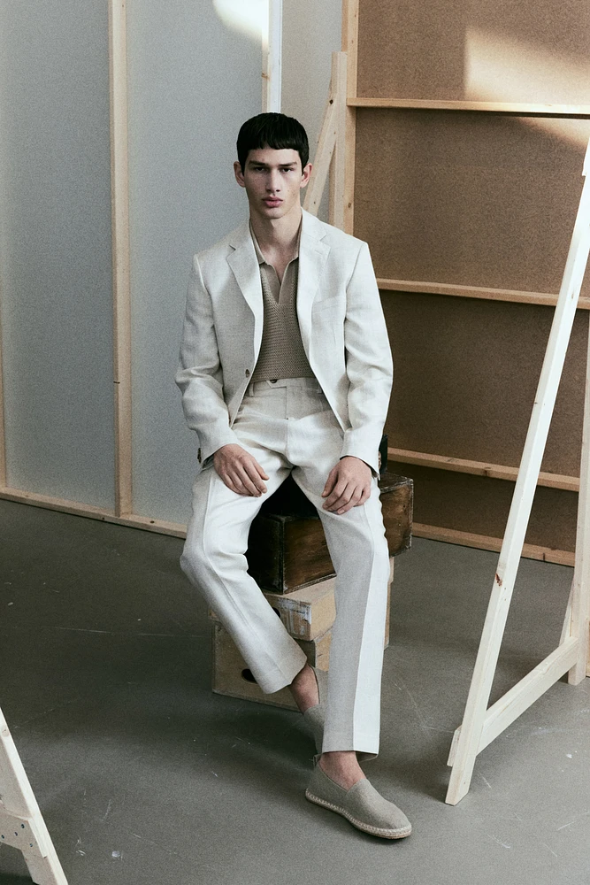 Pantalon de costume classique en lin mélangé