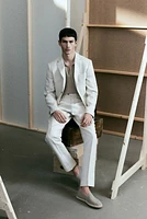 Pantalon de costume classique en lin mélangé