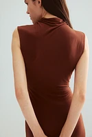Draped Mock Turtleneck Dress