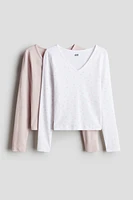 2-pack Long-Sleeved Ribbed Tops