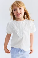 Lace-Detail Cotton Blouse