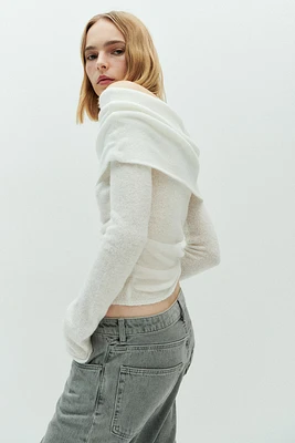 Sheer-Knit Off-the-Shoulder Sweater