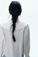 Embroidered Blouse with Peter Pan Collar