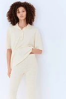 Pointelle-Knit Polo Shirt