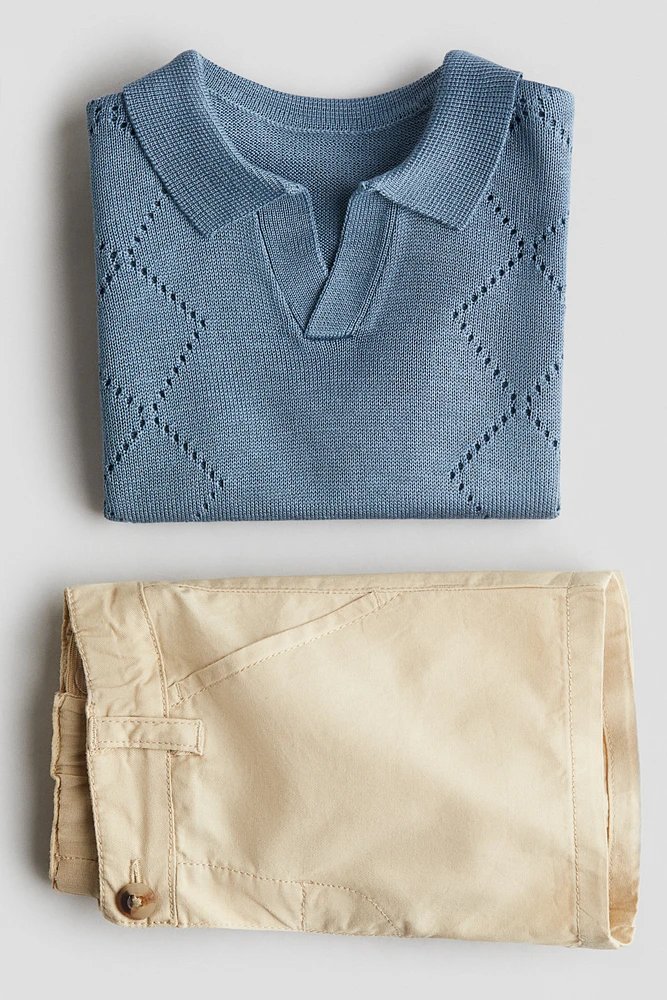 2-Piece Polo Shirt and Shorts Set